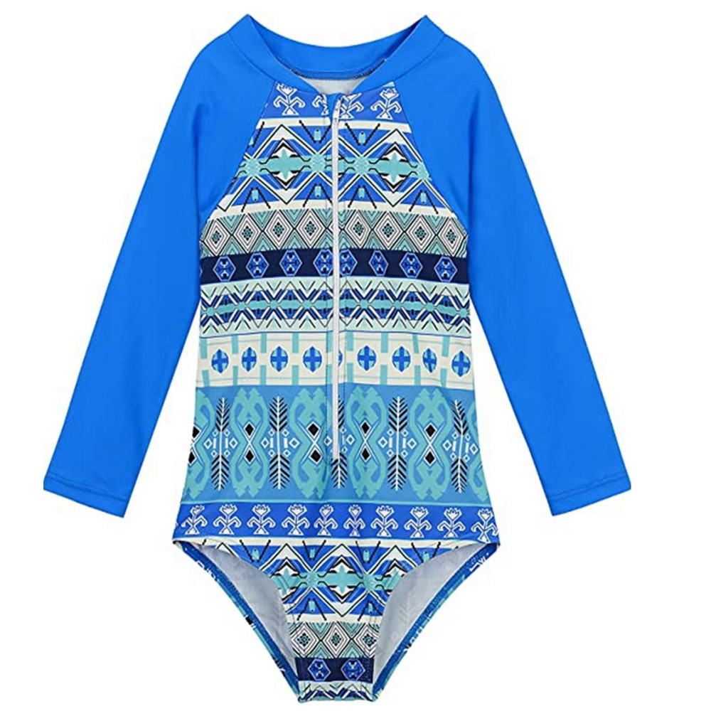 URMAGIC girls long sleeve zip front rashguard sun protection swimsuit size XL